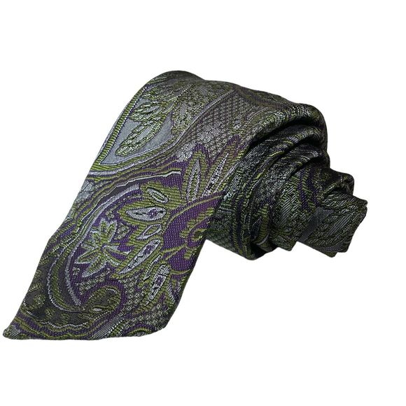 Robert TalbottCarmel Seven Fold Tie NWT Purple Green Paisley 1/40 $245